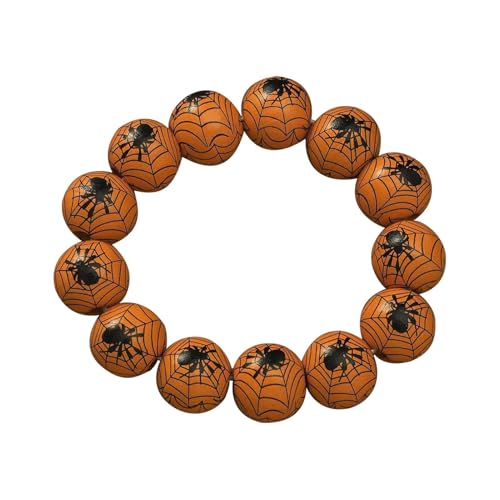 Halloween Perlenarmband - Gruseliges Charm Armband, Bemaltes Perlenarmband, Charm Armbänder aus Holz, Geschenk für Frauen, Halloween-Dekorationen von Ynnhik