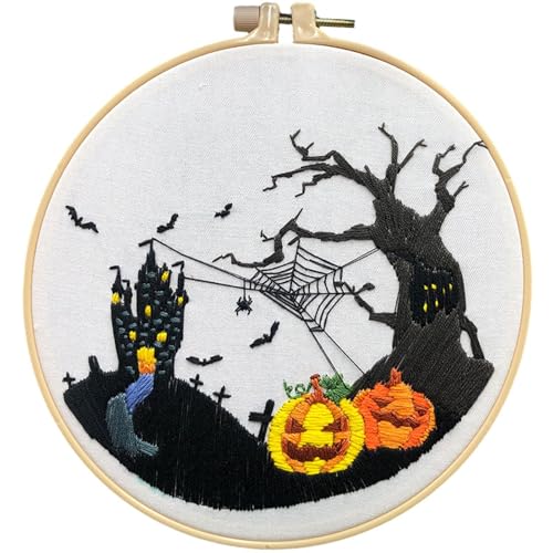 Stickset für Anfänger Halloween - Übungsstiche Sticksets für Anfänger, Halloween Bastelstickstoff, Bastelarbeiten, Anfänger Stickerei Strickzubehör von Ynnhik