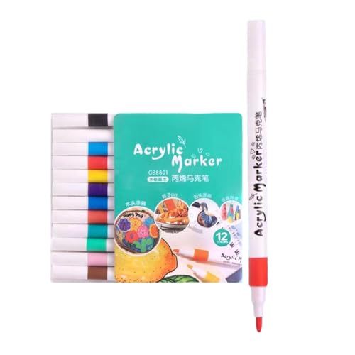 Ynnhik Acryl Marker Stifte Set - Acrylfarben Malstifte, Glasmalstifte in lebendigen Farben, wasserfeste Malmarker für Stein, Glas, Stoff von Ynnhik