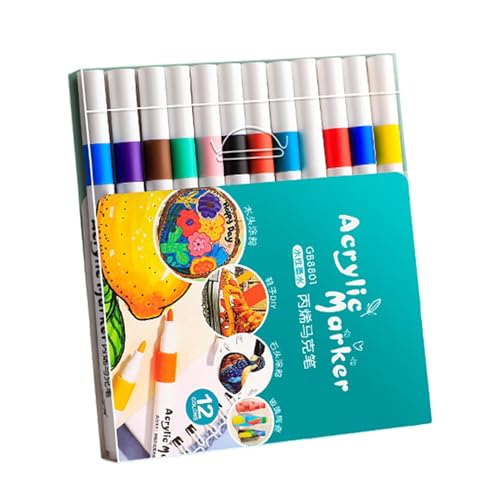 Ynnhik Stoffmarker für Kinder, Marker für Kinder,Marker, Farbstifte | Schnell trocknender Künstlerbedarf, wasserfester Bastelfarbenstift für Papier, Keramik, Steine, Rucksäcke von Ynnhik