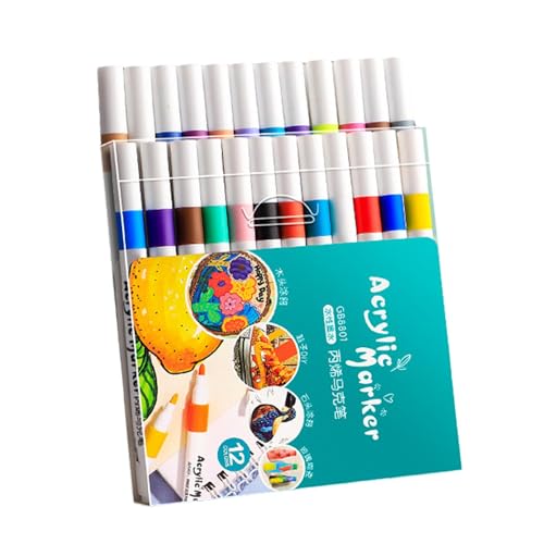 Ynnhik Stoffmarker für Kinder, Marker für Kinder,Marker, Farbstifte | Schnell trocknender Künstlerbedarf, wasserfester Bastelfarbenstift für Papier, Keramik, Steine, Rucksäcke von Ynnhik