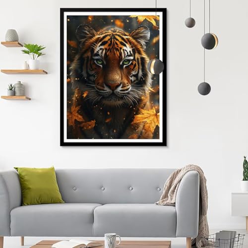 5D Diamond Painting Erwachsene Groß XXL Ahornblatt Diamond Painting, Diamond Painting Set Tiger, DIY Mosaik Bastelset Erwachsene Diamond Painting Zubehör,Zimmer Deko Aesthetic Geschenk 20x30CM SF-347 von Ynulann