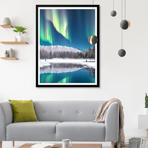 5D Diamond Painting Erwachsene Groß XXL Aurora Diamond Painting, Diamond Painting Set Winter, DIY Mosaik Bastelset Erwachsene mit Diamond Painting Zubehör,Zimmer Deko Aesthetic Geschenk 50x70CM SF-783 von Ynulann