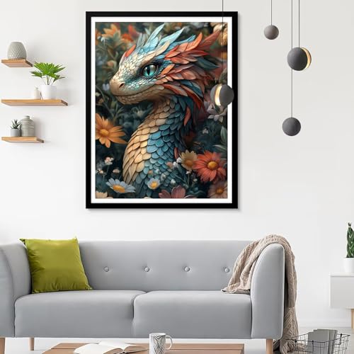 5D Diamond Painting Erwachsene Groß XXL Drachen Diamond Painting, Diamond Painting Set Anlage, DIY Mosaik Bastelset Erwachsene Diamond Painting Zubehör,Zimmer Deko Aesthetic Geschenk 50x70CM SF-749 von Ynulann