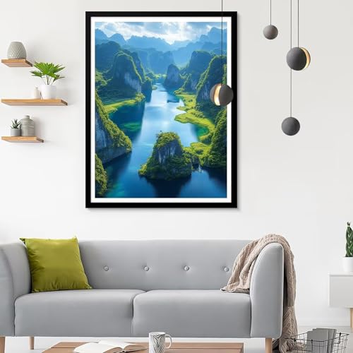 5D Diamond Painting Erwachsene Groß XXL Landschaft 1 Diamond Painting, Diamond Painting Set Berg, DIY Mosaik Bastelset Erwachsene Diamond Painting Zubehör,Zimmer Deko Aesthetic Geschenk 60x80CM SF-543 von Ynulann