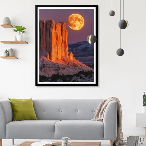 5D Diamond Painting Erwachsene Groß XXL Mond Diamond Painting, Diamond Painting Set Landschaft 1, DIY Mosaik Bastelset Erwachsene Diamond Painting Zubehör,Zimmer Deko Aesthetic Geschenk 30x40CM SF-335 von Ynulann