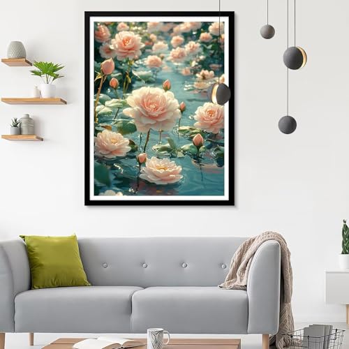 5D Diamond Painting Erwachsene Groß XXL Rose Diamond Painting, Diamond Painting Set Karikatur, DIY Mosaik Bastelset Erwachsene Diamond Painting Zubehör,Zimmer Deko Aesthetic Geschenk 60x80CM SF-551 von Ynulann