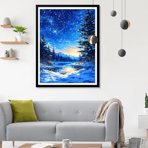 5D Diamond Painting Erwachsene Groß XXL Schnee Diamond Painting, Diamond Painting Set Sternenhimmel, Mosaik Bastelset Erwachsene Diamond Painting Zubehör, Wanddeko Aesthetic Geschenk 50x70CM SF-811 von Ynulann