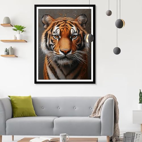 5D Diamond Painting Erwachsene Groß XXL Tiger 1 Diamond Painting, Diamond Painting Set Tier, DIY Mosaik Bastelset Erwachsene mit Diamond Painting Zubehör, Zimmer Deko Aesthetic Geschenk 50x70CM SF-559 von Ynulann