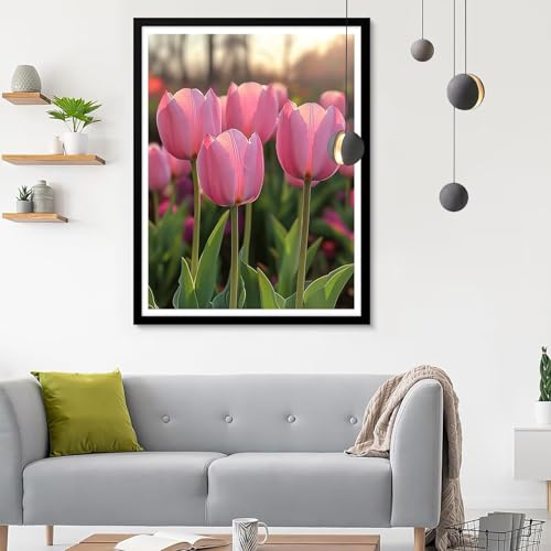 5D Diamond Painting Erwachsene Groß XXL Tulpe Diamond Painting, Diamond Painting Set Anlage, DIY Mosaik Bastelset Erwachsene mit Diamond Painting Zubehör, Zimmer Deko Aesthetic Geschenk 60x80CM SF-333 von Ynulann