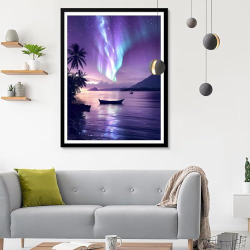 Diamond Painting Erwachsene Aurora, Diamond Painting Boot Diamant Painting Bilder Kinder, Full DIY Diamant Kunst Malen Nach Zahlen Malerei Stickerei Kreuzstich Wohnzimmer Dekoration 80x100CM SF-132 von Ynulann