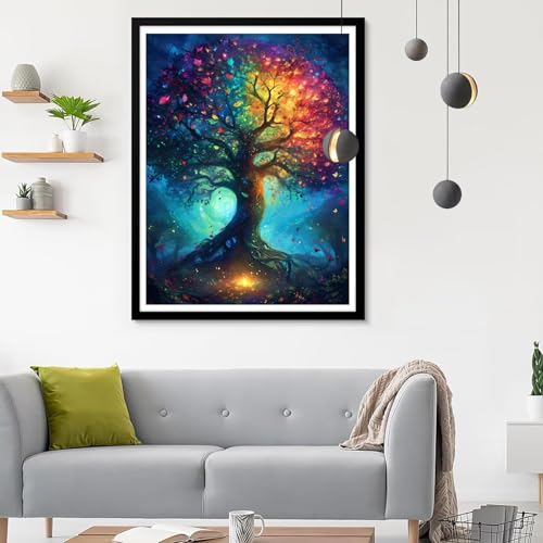 Diamond Painting Erwachsene Baum, Diamond Painting Farbe 1 Diamant Painting Bilder Kinder, Full DIY Diamant Kunst Malen Nach Zahlen Malerei Stickerei Kreuzstich Wohnzimmer Dekoration 80x100CM SF-498 von Ynulann