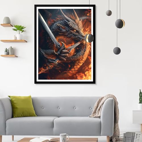 Diamond Painting Erwachsene Drachen, Diamond Painting Tier Diamant Painting Bilder Kinder, Full DIY Diamant Kunst Malen Nach Zahlen Malerei Stickerei Kreuzstich für Wohnzimmer Dekoration 20x30CM SF-94 von Ynulann