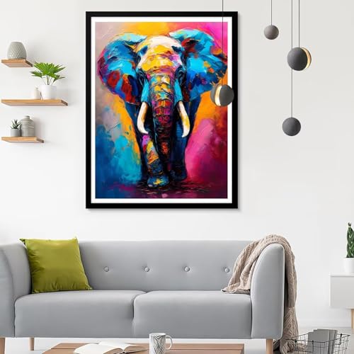 Diamond Painting Erwachsene Elefant, Diamond Painting Tier Diamant Painting Bilder Kinder, Full DIY Diamant Kunst Malen Nach Zahlen Malerei Stickerei Kreuzstich Wohnzimmer Dekoration 80x100CM SF-54 von Ynulann