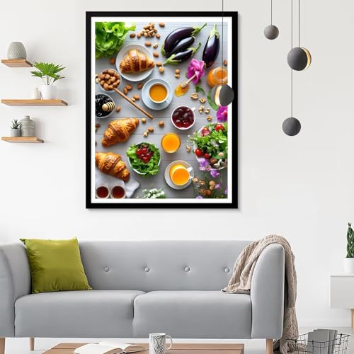 Diamond Painting Erwachsene Essen, Diamond Painting Brot Diamant Painting Bilder Kinder, Full DIY Diamant Kunst Malen Nach Zahlen Malerei Stickerei Kreuzstich für Wohnzimmer Dekoration 35x45CM SF-698 von Ynulann