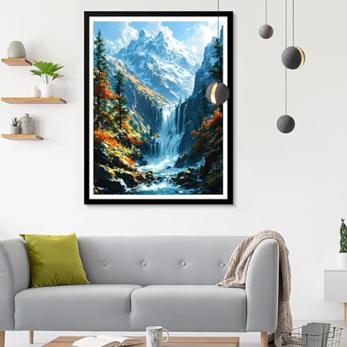 Diamond Painting Erwachsene Fallen, Diamond Painting Berg 1 Diamant Painting Bilder Kinder, Full DIY Diamant Kunst Malen Nach Zahlen Malerei Stickerei Kreuzstich Wohnzimmer Dekoration 20x30CM SF-804 von Ynulann