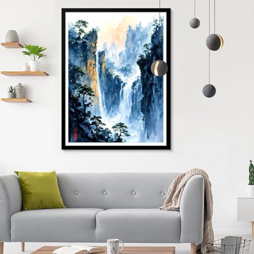 Diamond Painting Erwachsene Fallen, Diamond Painting Berg Diamant Painting Bilder Kinder, Full DIY Diamant Kunst Malen Nach Zahlen Malerei Stickerei Kreuzstich Wohnzimmer Dekoration 80x100CM SF-678 von Ynulann