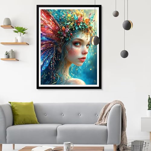 Diamond Painting Erwachsene Fee, Diamond Painting Blume Diamant Painting Bilder Kinder, Full DIY Diamant Kunst Malen Nach Zahlen Malerei Stickerei Kreuzstich für Wohnzimmer Dekoration 80x100CM SF-680 von Ynulann