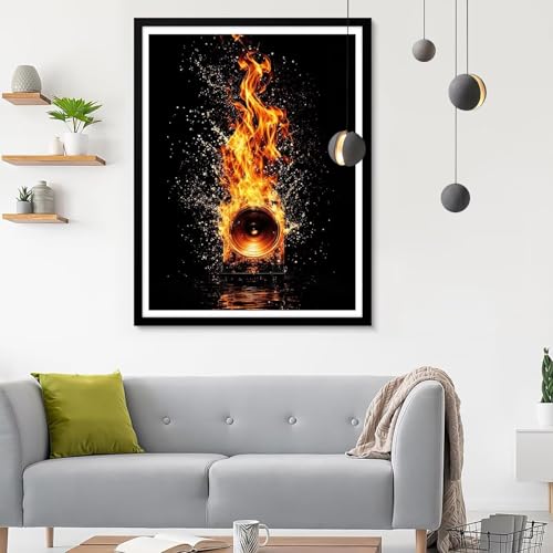 Diamond Painting Erwachsene Feuer, Diamond Painting Abstrakt Diamant Painting Bilder Kinder, Full DIY Diamant Kunst Malen Nach Zahlen Malerei Stickerei Kreuzstich Wohnzimmer Dekoration 90x120CM SF-864 von Ynulann