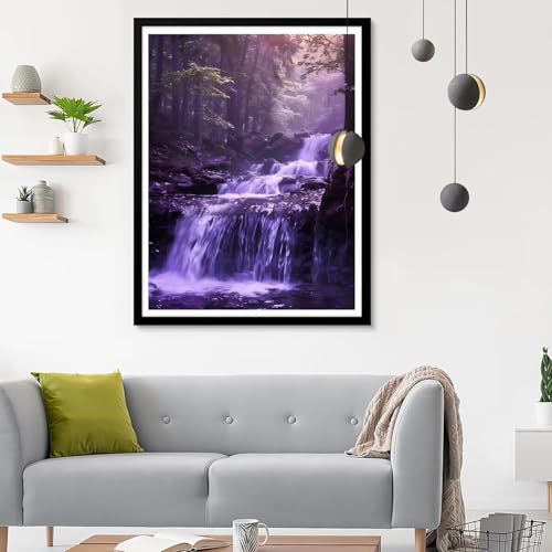 Diamond Painting Erwachsene Fluss, Diamond Painting Wald Diamant Painting Bilder Kinder, Full DIY Diamant Kunst Malen Nach Zahlen Malerei Stickerei Kreuzstich für Wohnzimmer Dekoration 80x100CM SF-102 von Ynulann