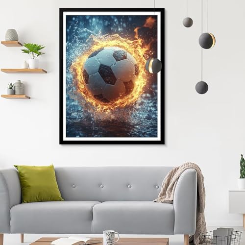 Diamond Painting Erwachsene Fußball, Diamond Painting Sport Diamant Painting Bilder Kinder, Full DIY Diamant Kunst Malen Nach Zahlen Malerei Stickerei Kreuzstich Wohnzimmer Dekoration 30x40CM SF-762 von Ynulann