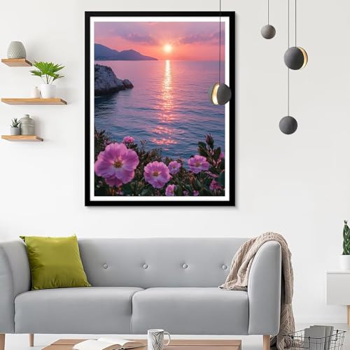 Diamond Painting Erwachsene Groß XXL Sonnenuntergang Diamond Painting, Diamond Painting Set Blume 1, Mosaik Bastelset Erwachsene Diamond Painting Zubehör, Wanddeko Aesthetic Geschenk 20x30CM SF-513 von Ynulann