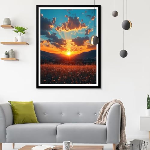 Diamond Painting Erwachsene Groß XXL Sonnenuntergang Diamond Painting, Diamond Painting Set Wolken, DIY Mosaik Bastelset Erwachsene Diamond Painting Zubehör, Wanddeko Aesthetic Geschenk 50x70CM SF-511 von Ynulann