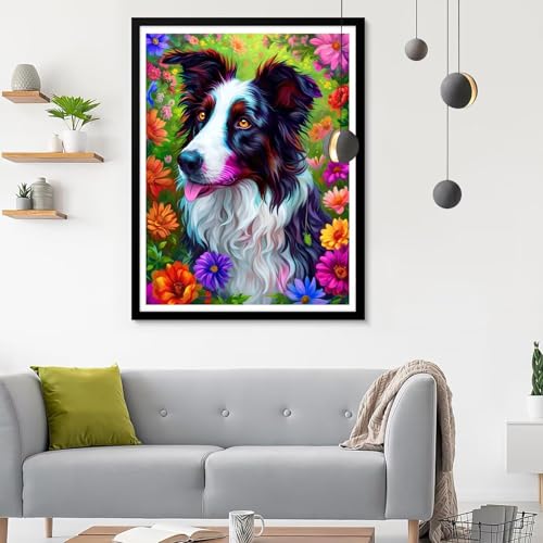 Diamond Painting Erwachsene Hund, Diamond Painting Blume Diamant Painting Bilder Kinder, Full DIY Diamant Kunst Malen Nach Zahlen Malerei Stickerei Kreuzstich für Wohnzimmer Dekoration 20x30CM SF-56 von Ynulann