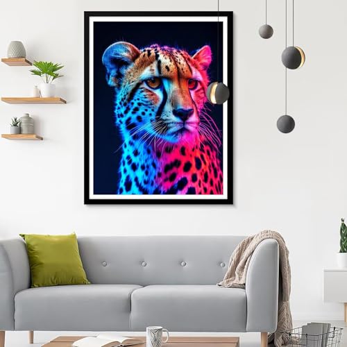 Diamond Painting Erwachsene Leopard, Diamond Painting Tier Diamant Painting Bilder Kinder, Full DIY Diamant Kunst Malen Nach Zahlen Malerei Stickerei Kreuzstich Wohnzimmer Dekoration 30x40CM SF-372 von Ynulann