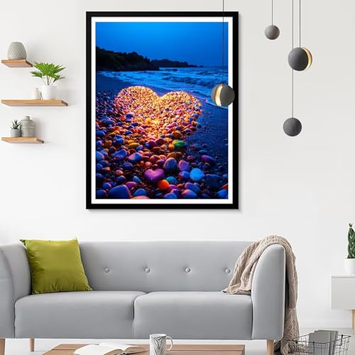 Diamond Painting Erwachsene Meer, Diamond Painting Herz 1 Diamant Painting Bilder Kinder, Full DIY Diamant Kunst Malen Nach Zahlen Malerei Stickerei Kreuzstich Wohnzimmer Dekoration 90x120CM SF-368 von Ynulann