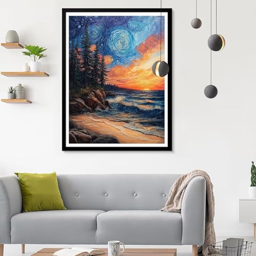 Diamond Painting Erwachsene Meer, Diamond Painting Sternenhimmel 1 Diamant Painting Bilder Kinder, Full DIY Diamant Kunst Malen Nach Zahlen Malerei Stickerei Kreuzstich Wohnzimmer Décor 50x70CM SF-614 von Ynulann