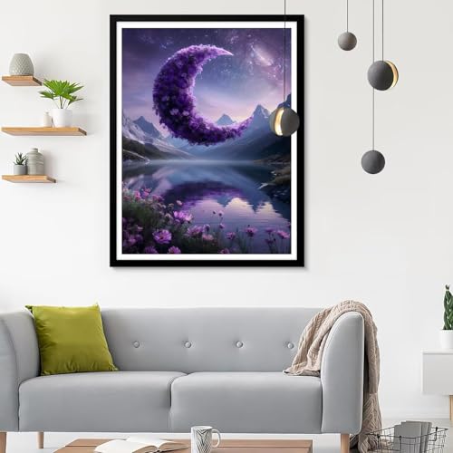 Diamond Painting Erwachsene Mond, Diamond Painting Landschaft Diamant Painting Bilder Kinder, Full DIY Diamant Kunst Malen Nach Zahlen Malerei Stickerei Kreuzstich Wohnzimmer Dekoration 20x30CM SF-50 von Ynulann