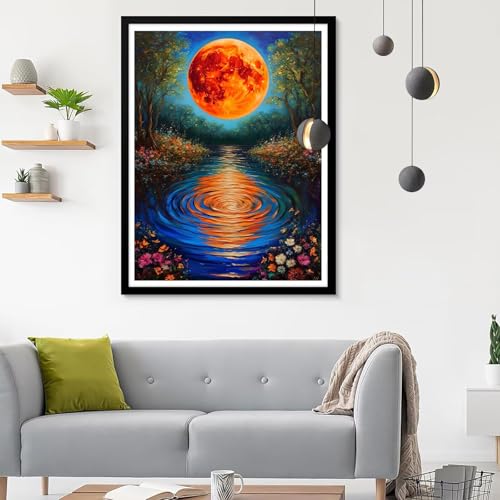 Diamond Painting Erwachsene Mond, Diamond Painting Landschaft Diamant Painting Bilder Kinder, Full DIY Diamant Kunst Malen Nach Zahlen Malerei Stickerei Kreuzstich Wohnzimmer Dekoration 20x30CM SF-70 von Ynulann