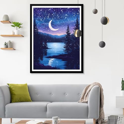 Diamond Painting Erwachsene Mond, Diamond Painting Sternenhimmel 1 Diamant Painting Bilder Kinder, Full DIY Diamant Kunst Malen Nach Zahlen Malerei Stickerei Kreuzstich Wohnzimmer Décor 60x80CM SF-752 von Ynulann