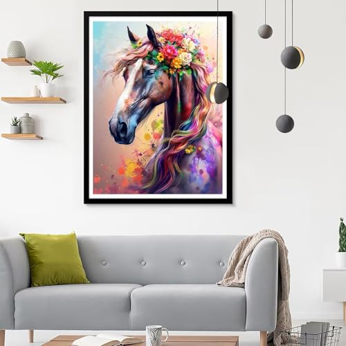 Diamond Painting Erwachsene Pferd, Diamond Painting Traum Diamant Painting Bilder Kinder, Full DIY Diamant Kunst Malen Nach Zahlen Malerei Stickerei Kreuzstich Wohnzimmer Dekoration 90x120CM SF-714 von Ynulann