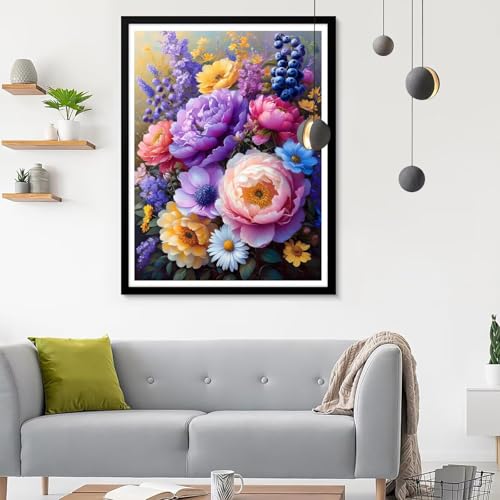 Diamond Painting Erwachsene Pfingstrose, Diamond Painting Anlage Diamant Painting Bilder Kinder, Full DIY Diamant Kunst Malen Nach Zahlen Malerei Stickerei Kreuzstich Wohnzimmer Décor 90x120CM SF-338 von Ynulann