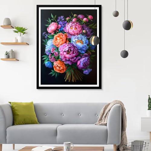 Diamond Painting Erwachsene Pfingstrose, Diamond Painting Blume Diamant Painting Bilder Kinder, Full DIY Diamant Kunst Malen Nach Zahlen Malerei Stickerei Kreuzstich Wohnzimmer Décor 20x30CM SF-836 von Ynulann