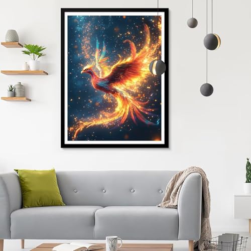 Diamond Painting Erwachsene Phönix, Diamond Painting Tiere 1 Diamant Painting Bilder Kinder, Full DIY Diamant Kunst Malen Nach Zahlen Malerei Stickerei Kreuzstich Wohnzimmer Dekoration 80x100CM SF-662 von Ynulann