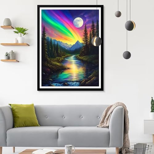 Diamond Painting Erwachsene Regenbogen, Diamond Painting Landschaft Diamant Painting Bilder Kinder, Full DIY Diamant Kunst Malen Zahlen Malerei Stickerei Kreuzstich Wohnzimmer Décor 30x40CM SF-342 von Ynulann