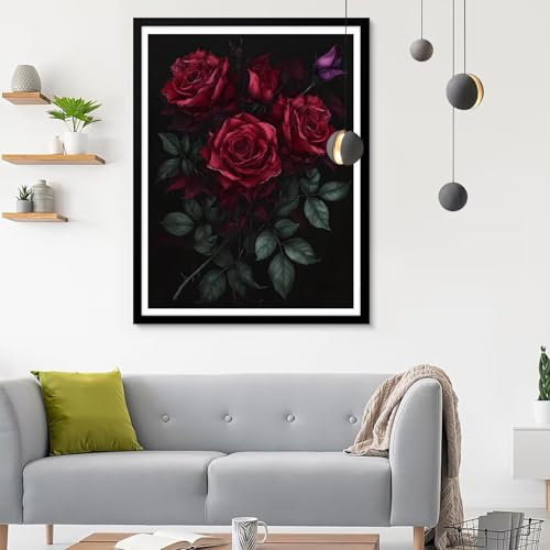 Diamond Painting Erwachsene Rose, Diamond Painting Blatt 1 Diamant Painting Bilder Kinder, Full DIY Diamant Kunst Malen Nach Zahlen Malerei Stickerei Kreuzstich Wohnzimmer Dekoration 20x30CM SF-720 von Ynulann