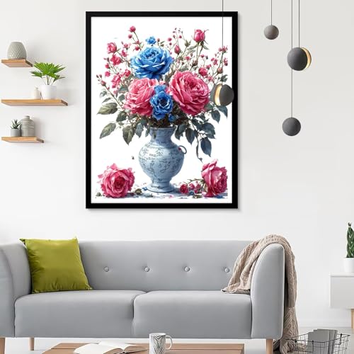 Diamond Painting Erwachsene Rose, Diamond Painting Blatt Diamant Painting Bilder Kinder, Full DIY Diamant Kunst Malen Nach Zahlen Malerei Stickerei Kreuzstich für Wohnzimmer Dekoration 50x70CM SF-512 von Ynulann