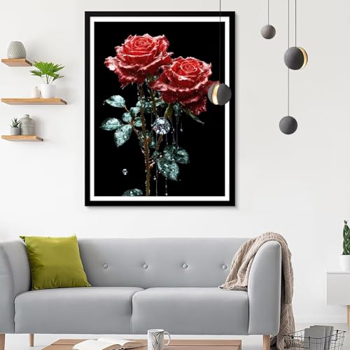 Diamond Painting Erwachsene Rose 1, Diamond Painting Anlage Diamant Painting Bilder Kinder, Full DIY Diamant Kunst Malen Nach Zahlen Malerei Stickerei Kreuzstich Wohnzimmer Dekoration 30x40CM SF-540 von Ynulann