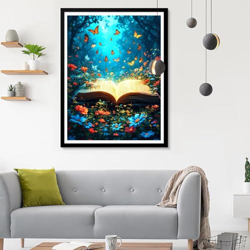 Diamond Painting Erwachsene Schmetterling, Diamond Painting Buch Diamant Painting Bilder Kinder, Full DIY Diamant Kunst Malen Nach Zahlen Malerei Stickerei Kreuzstich Wohnzimmer Décor 60x80CM SF-570 von Ynulann