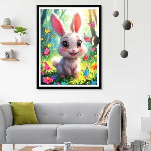 Diamond Painting Erwachsene Schmetterling, Diamond Painting Kaninchen Diamant Painting Bilder Kinder, Full DIY Diamant Kunst Malen Zahlen Malerei Stickerei Kreuzstich Wohnzimmer Décor 80x100CM SF-516 von Ynulann