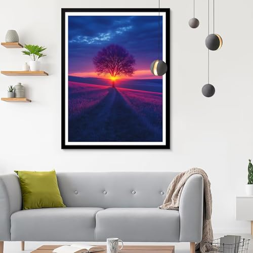 Diamond Painting Erwachsene Sonnenuntergang, Diamond Painting Baum 1 Diamant Painting Bilder Kinder, Full DIY Diamant Kunst Malen Zahlen Malerei Stickerei Kreuzstich Wohnzimmer Décor 50x70CM SF-766 von Ynulann