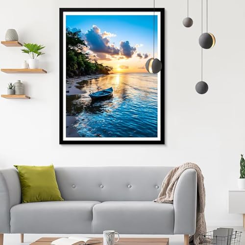 Diamond Painting Erwachsene Sonnenuntergang, Diamond Painting Meer 1 Diamant Painting Bilder Kinder, Full DIY Diamant Kunst Malen Zahlen Malerei Stickerei Kreuzstich Wohnzimmer Décor 40x50CM SF-334 von Ynulann