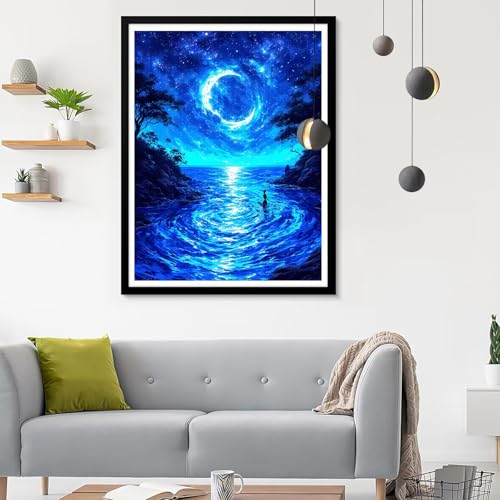 Diamond Painting Erwachsene Sternenhimmel, Diamond Painting Meer Diamant Painting Bilder Kinder, Full DIY Diamant Kunst Malen Nach Zahlen Malerei Stickerei Kreuzstich Wohnzimmer Décor 80x100CM SF-522 von Ynulann