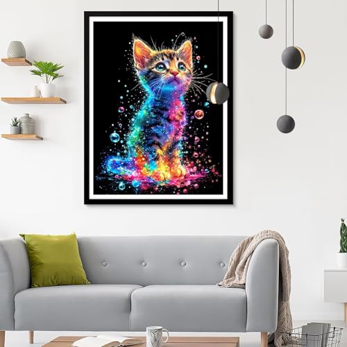 Diamond Painting Erwachsene Süß 1, Diamond Painting Katze Diamant Painting Bilder Kinder, Full DIY Diamant Kunst Malen Nach Zahlen Malerei Stickerei Kreuzstich für Wohnzimmer Dekoration 50x70CM SF-530 von Ynulann