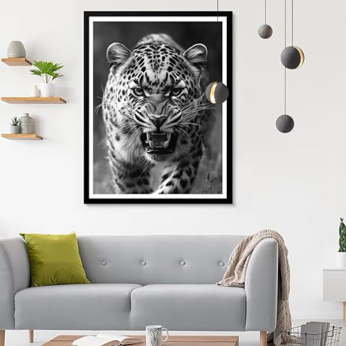 Diamond Painting Erwachsene Tier, Diamond Painting Leopard 1 Diamant Painting Bilder Kinder, Full DIY Diamant Kunst Malen Nach Zahlen Malerei Stickerei Kreuzstich Wohnzimmer Dekoration 20x30CM SF-642 von Ynulann