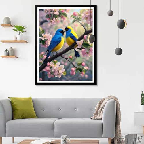 Diamond Painting Erwachsene Vogel, Diamond Painting Blume Diamant Painting Bilder Kinder, Full DIY Diamant Kunst Malen Nach Zahlen Malerei Stickerei Kreuzstich für Wohnzimmer Dekoration 80x100CM SF-60 von Ynulann